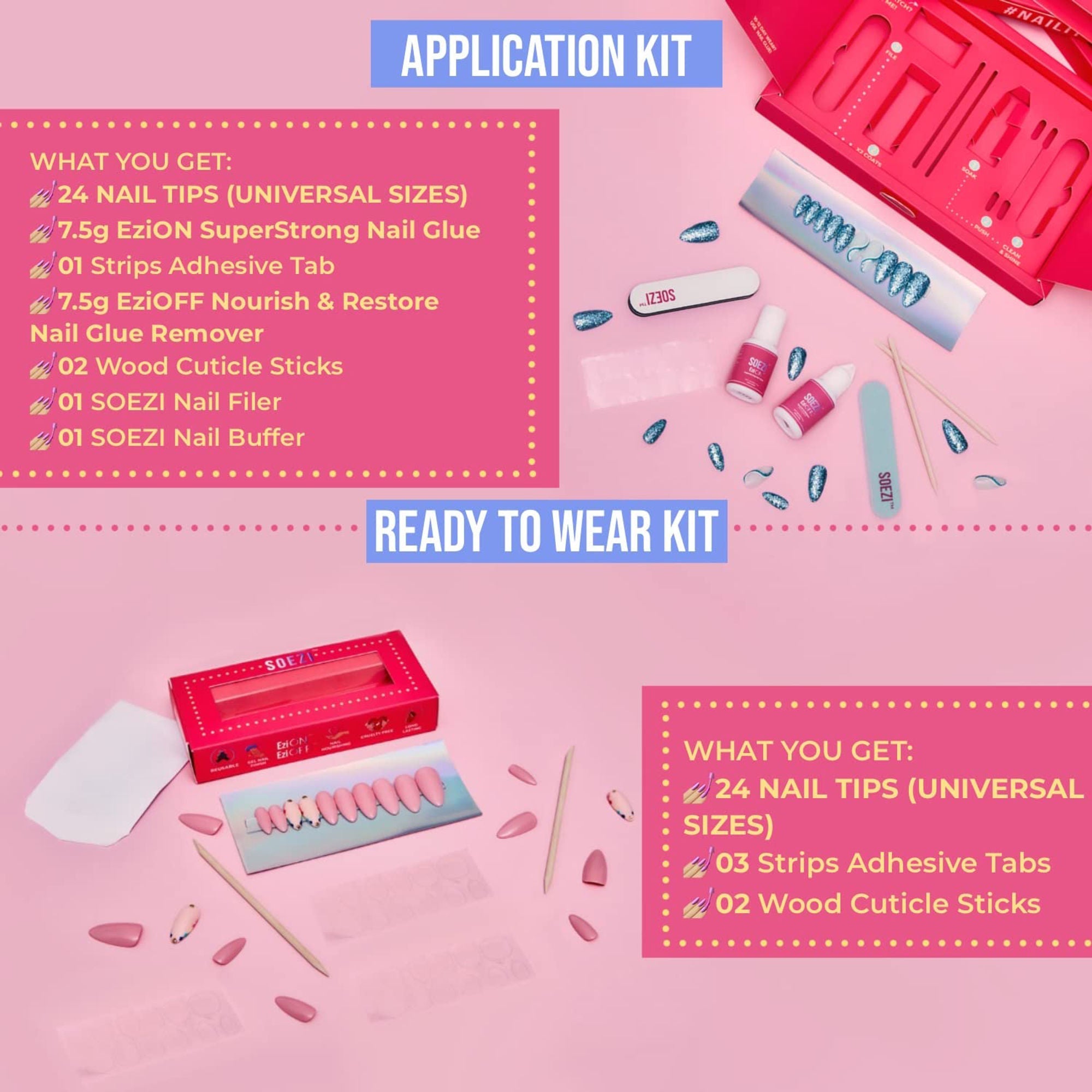 SOEZI Oceans Whisper Toezi Reusable Press On Nails - Application Kit - Distacart