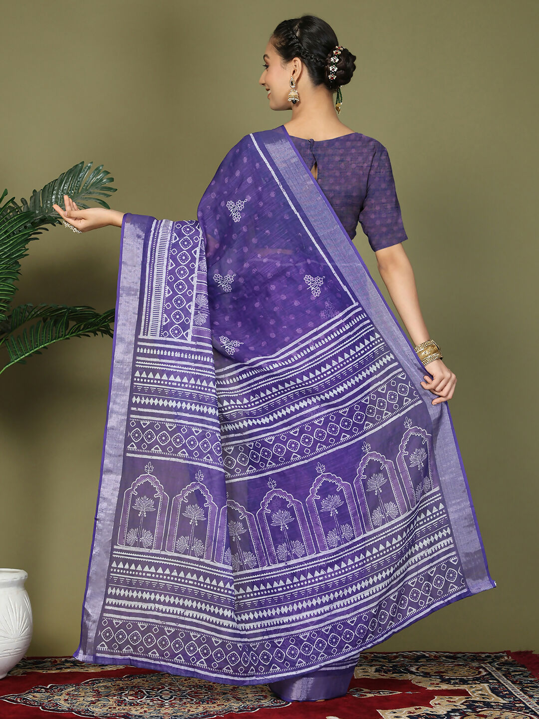 Shree Shyam Fashion Cotton Violet Saree - Distacart