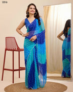 Blue Georgette Designer Printed Ready To Wear Saree - Ibiza