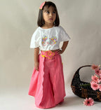 ArthLife Pink White Cycle Embroidered Co-Ord Set