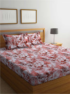 BOMBAY DYEING Serenita Brown Printed Cotton 144 TC Queen Bedsheet with 2 Pillow Covers