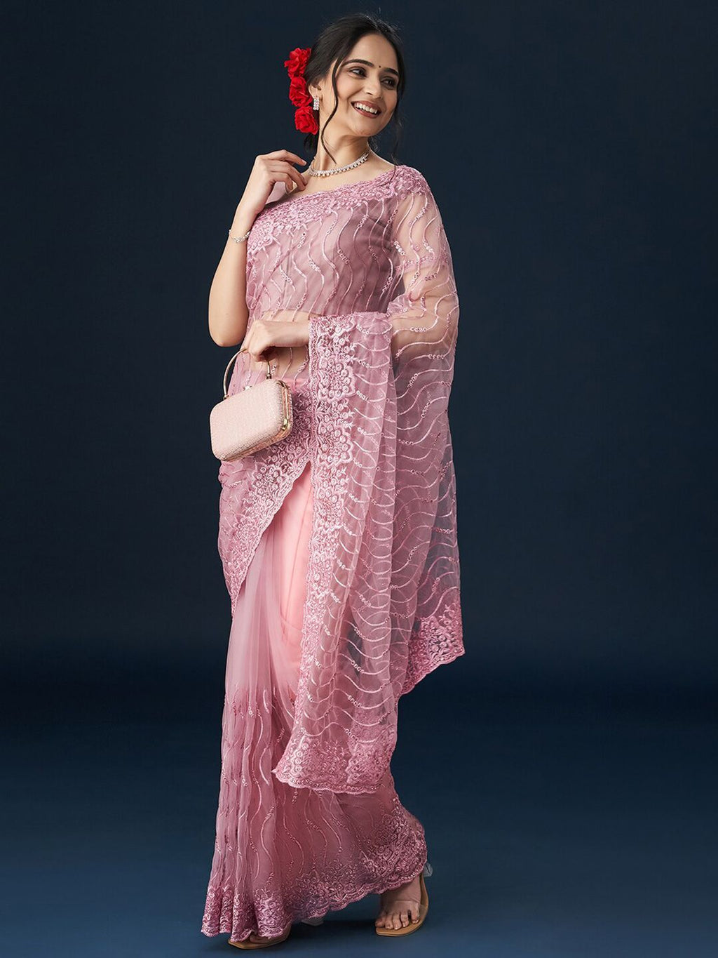 kasee Geometric Embroidered Sarees - Distacart