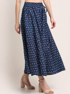 TAG 7 Women Navy Blue Printed Flared Palazzos