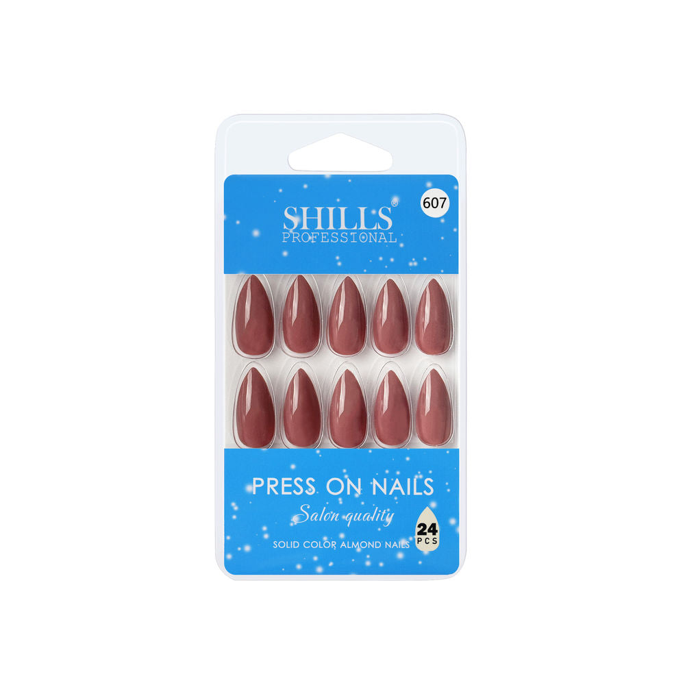 shills professional reusable press on nails almond spn607
