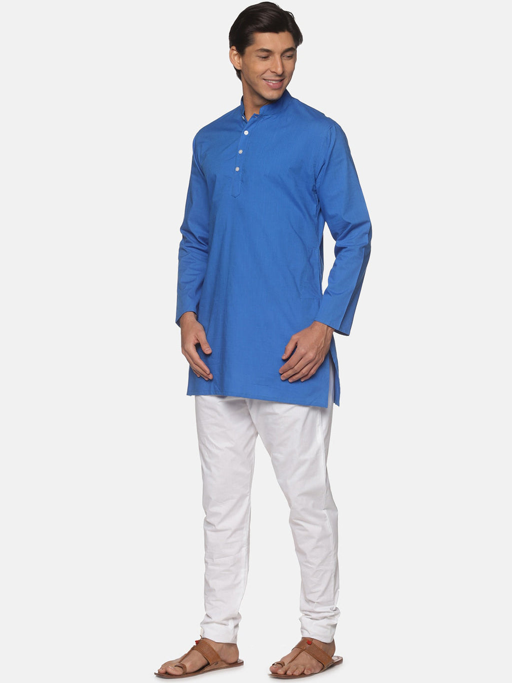 Sethukrishna Blue Pure Cotton Kurta with Pyjamas For Men - Distacart