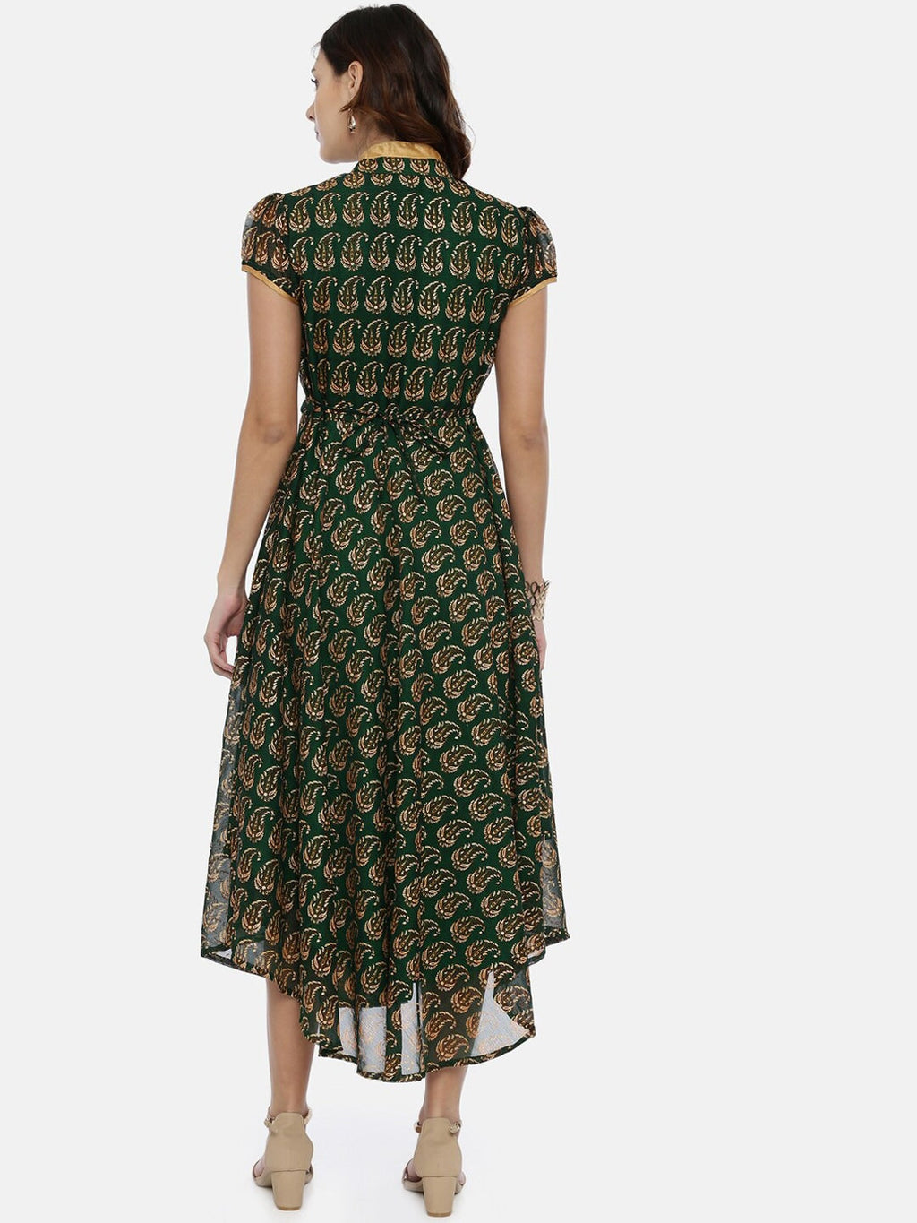 Souchii Green Printed A-Line Dress - Distacart