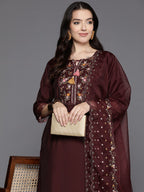 Indo Era Women Floral Embroidered Regular Sequinned Kurta with Trousers & With Dupatta - Distacart