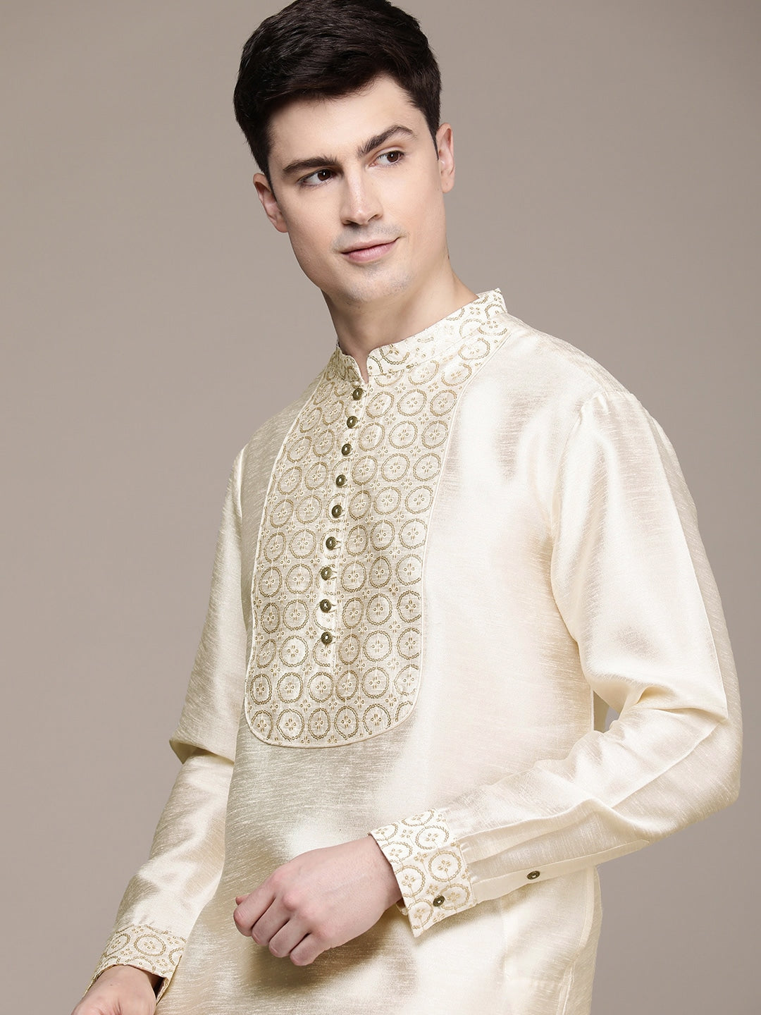 House of Pataudi Ethnic Motifs Yoke Design Sequinned Jashn Kurta