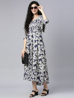 Souchii Floral Printed Chiffon Empire Midi Dress - Distacart