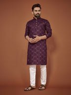 Anaita Purple Embroidered Cotton Straight Kurta