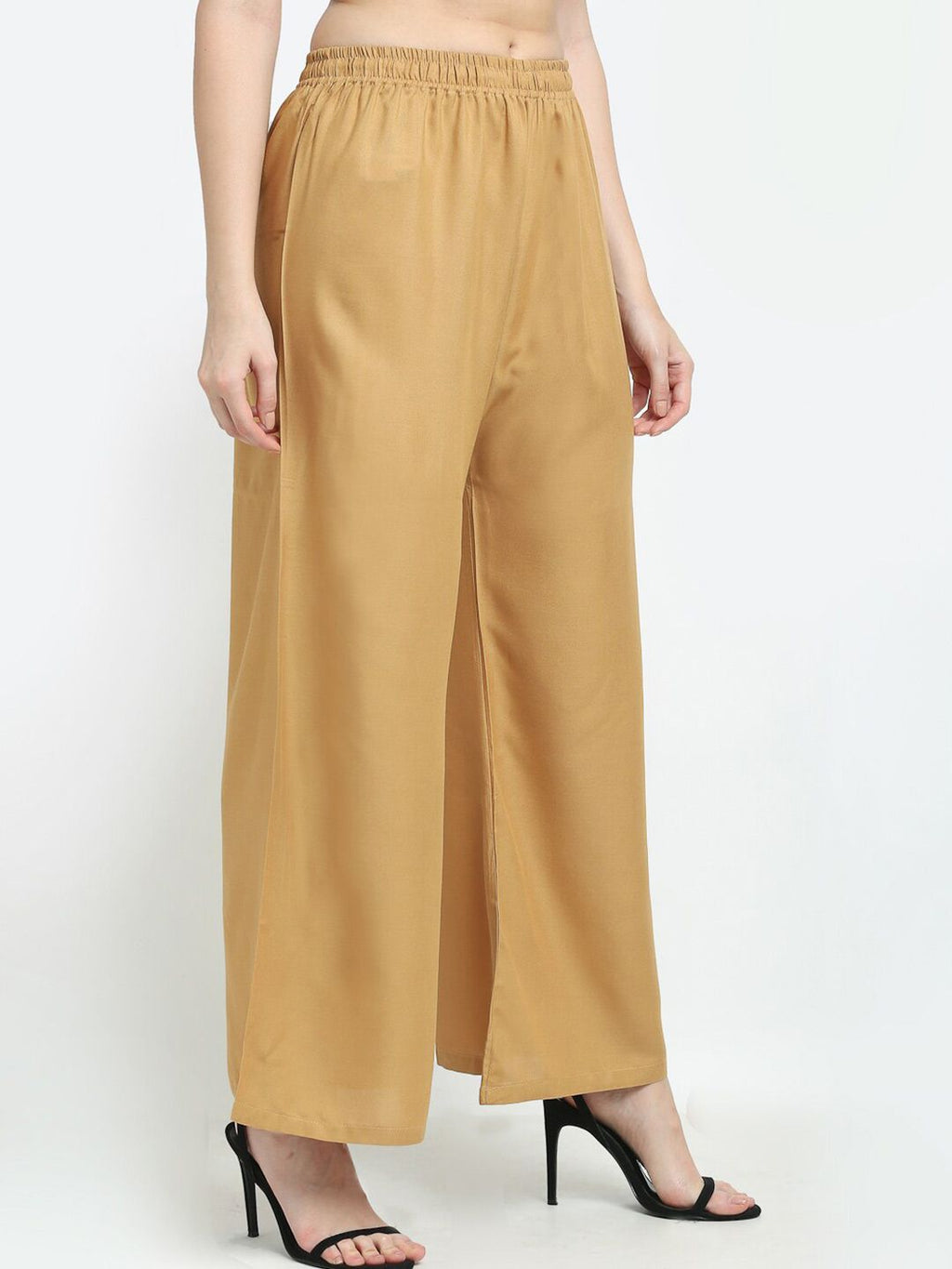 TAG 7 Women Beige Solid Flared Palazzo