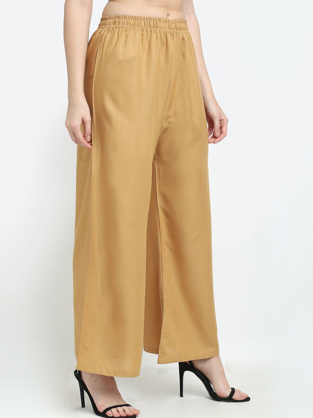 TAG 7 Women Beige Solid Flared Palazzo