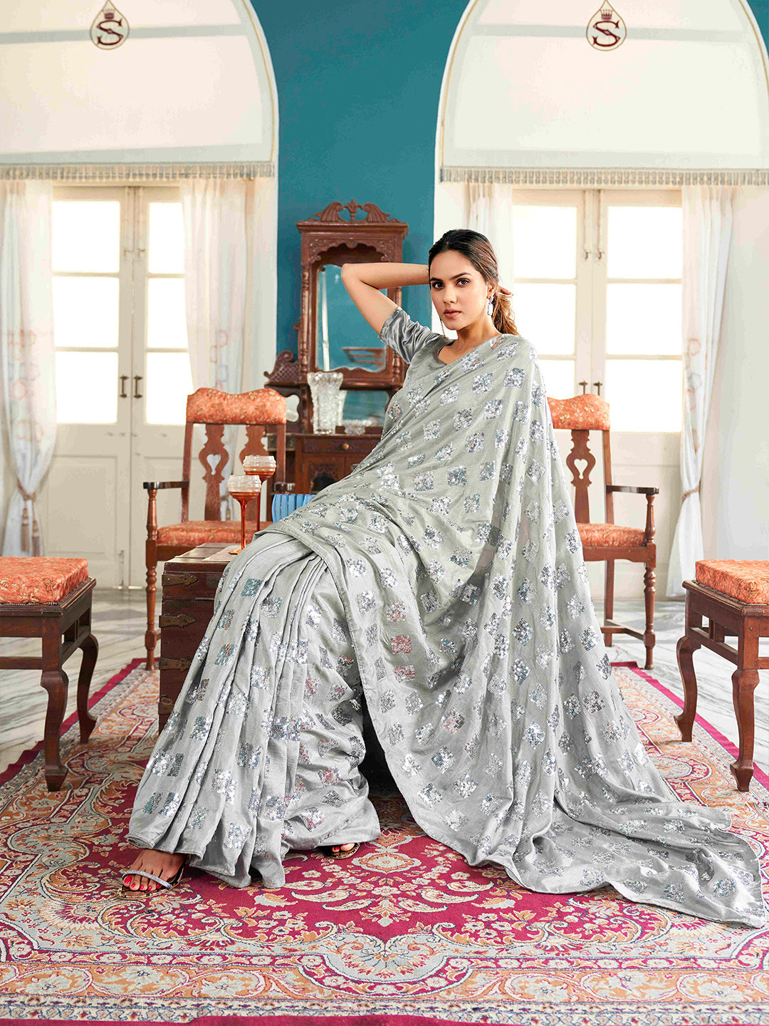 Tikhi Imli Embellished Sequinned Heavy Work Saree - Distacart