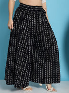 TAG 7 Women Floral Printed Flared Pure Cotton Palazzos