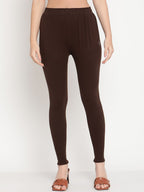 TAG 7 Women Orange & Brown Solid Ankle-Length Leggings Pack Of 2