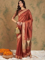 Sangria Woven Design Organza Sarees - Distacart