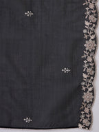 Indo Era Black Floral Embroidered Thread Work Kurta with Trousers & Dupatta - Distacart