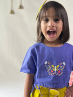 ArthLife Mustard Purple Butterfly Embroidered Co-Ord Set