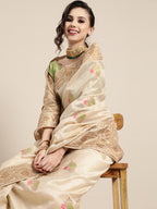 Saree Mall Ethnic Motifs Silk Blend Saree with Woven Design border