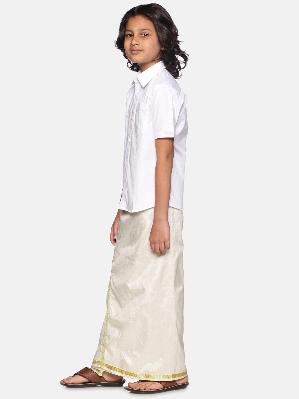 Sethukrishna Boys White Shirt with Readymade Dhoti