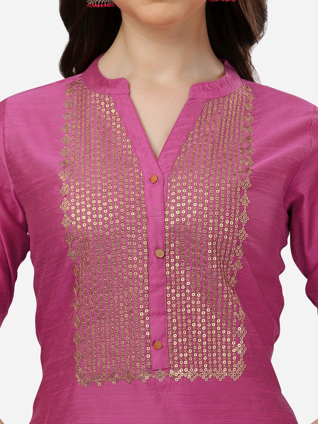 HERE&NOW Women Ethnic Motifs Embroidered Sequinned Kurta with Trousers