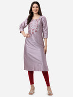 HERE&NOW Floral Embroidered Straight Regular Kurta