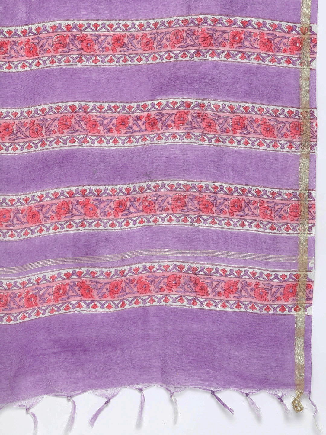 HERE&NOW Women Floral Printed Regular Pure Cotton Kurta with Palazzos & With Dupatta