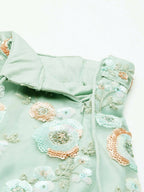 House of Panchhi Sea Green Net Sequins and Zarkan embroidery Lehenga choli & Dupatta