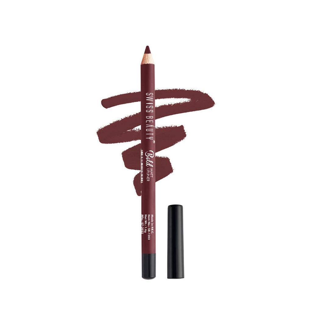 Swiss Beauty Bold Matt Lip Liner Pencil, Long-lasting , Matte Finish , Non-Drying - 2 Maroon