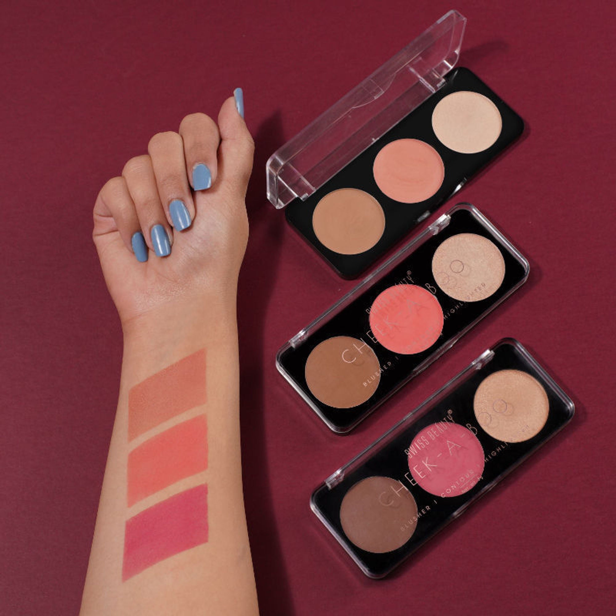 Swiss Beauty Cheek-A-Boo 3 In One Blushe Contour And Highlighter - 3 - Distacart