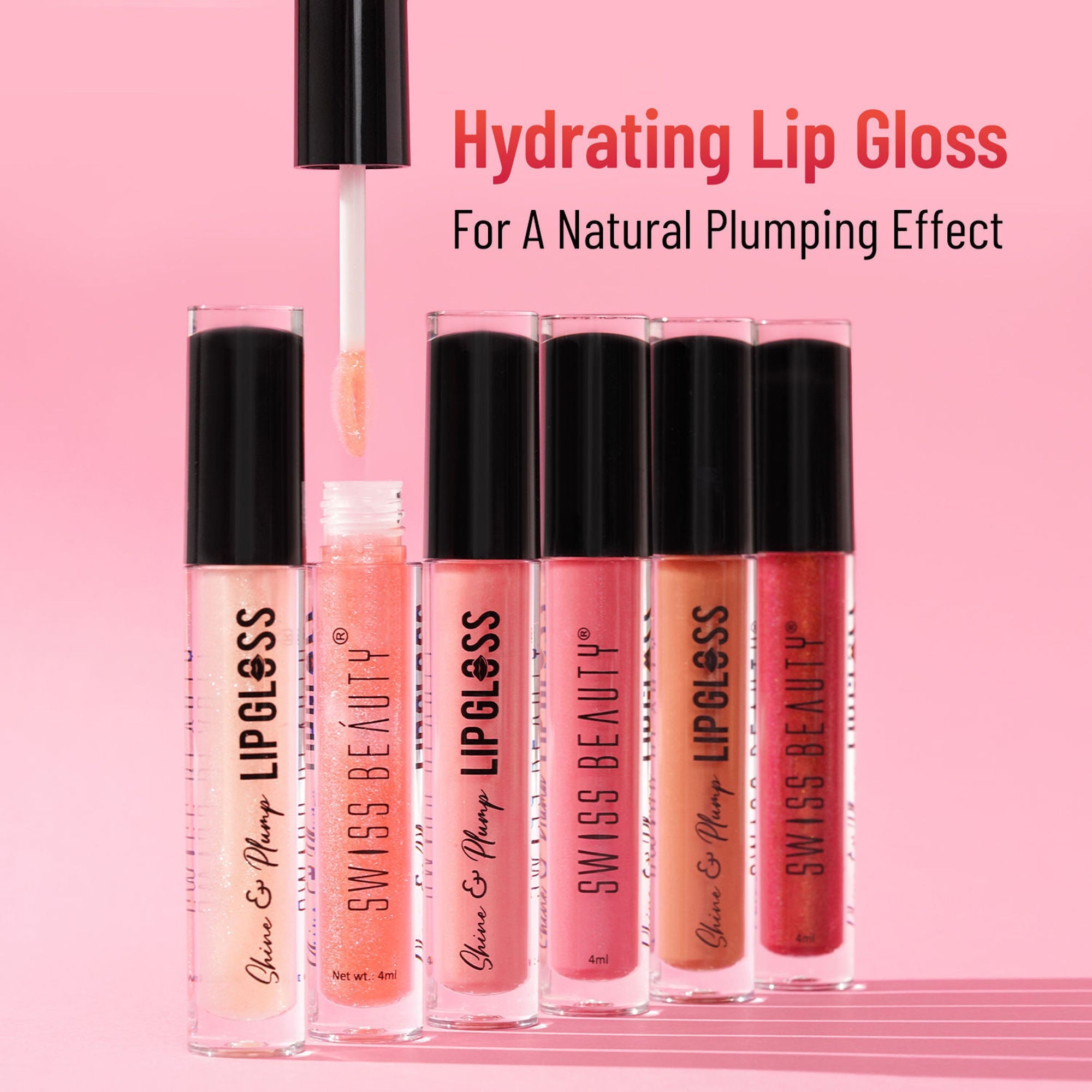 Swiss Beauty Shine & Plump Lipgloss - 4 Pretty Pink - Distacart
