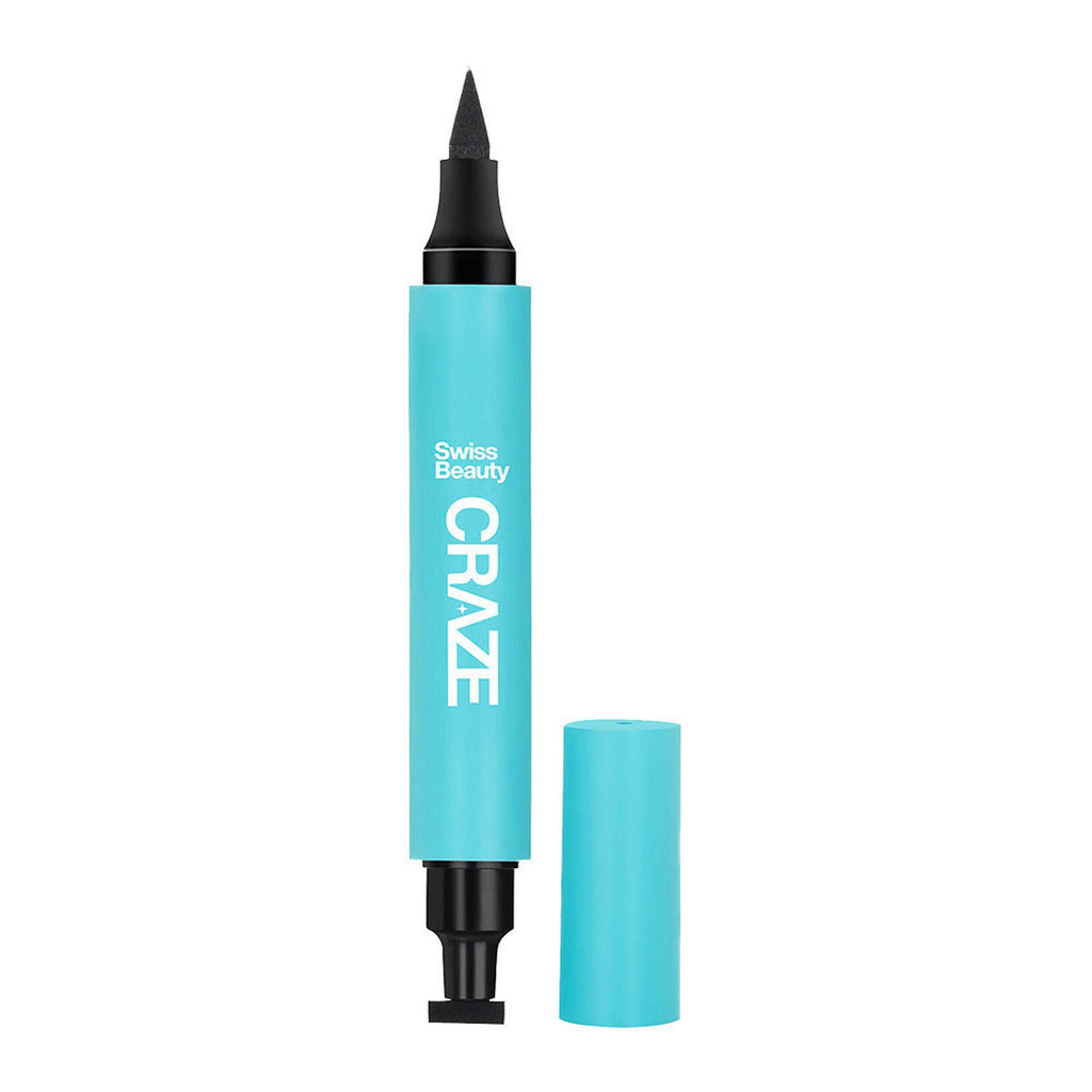 Swiss Beauty CRAZE Eyeliner and Stamp Duo Wing Eyeliner Stamp and Pen Waterproof Formula - Black - Distacart