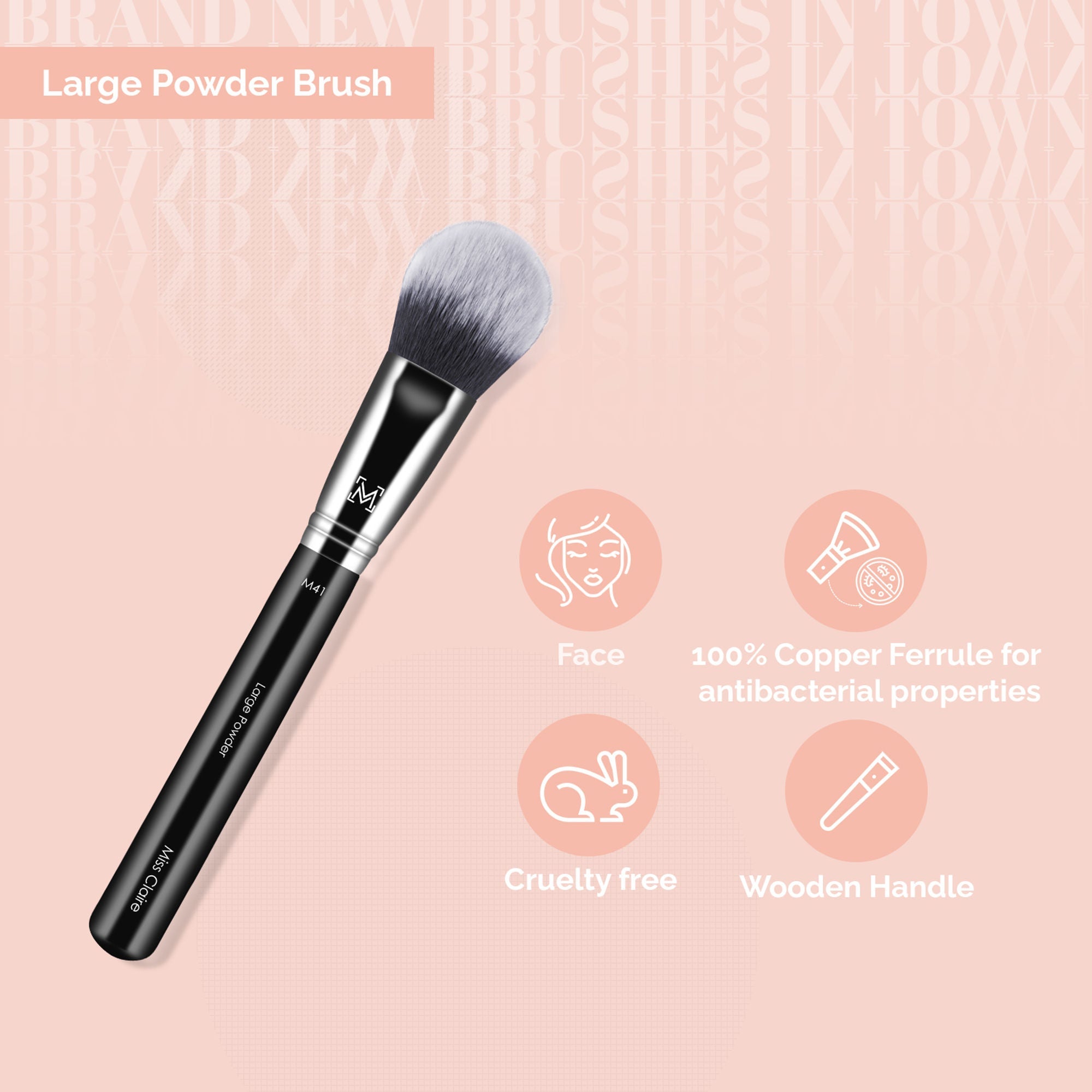 Miss Claire M41 - Large Powder Brush - Chrome