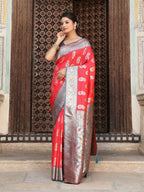 Shree Shyam Fashion Red Silk Saree - Distacart