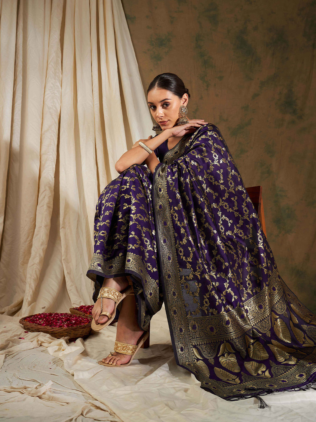 Sangria Woven Design Zari Kanjeevaram Saree - Distacart