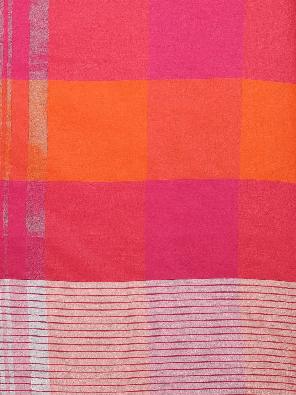 Saree Mall Pink & Orange Checked Saree - Distacart