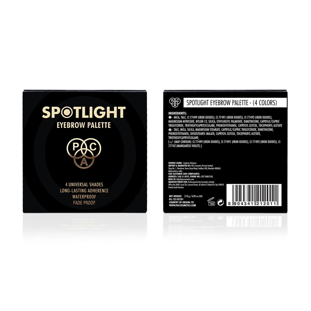 PAC Studio Spotlight Eyebrow Palette X4 - Longlasting Micro Fine Powder Formula, Pigmented Natural Shades