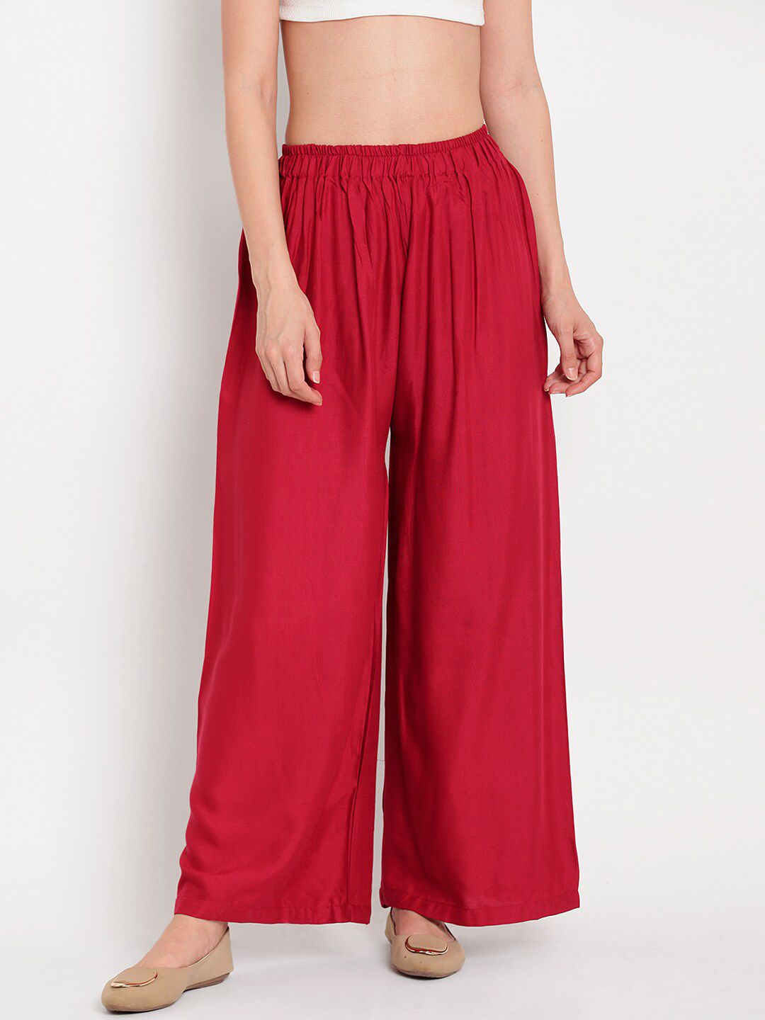 TAG 7 Women Black & Maroon Set of 2 Flared Ethnic Palazzos