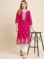 HERE&NOW Ethnic Motifs Embroidered Thread Work Georgette Kurta