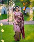 DEIANA'S Beautiful Designer Golden zari Soft Lichi Silk Saree - Wine