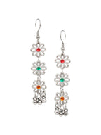 Cardinal Women Silver-Toned Pink & Yellow Stone Studded Jewellery Set - Distacart