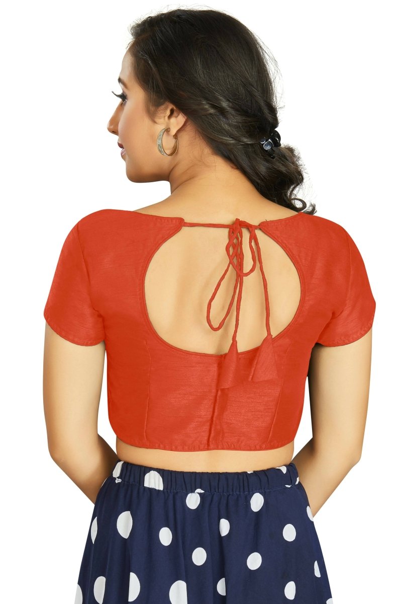 Aastha Fashion Women's Orange Art Silk Designer Festive Wear Readymade Blouse