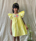 ArthLife Yellow Flower Embroidered Lace Dress