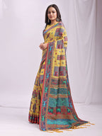 Shree Shyam Fashion Vastraloom Yellow Linen Cotton Saree