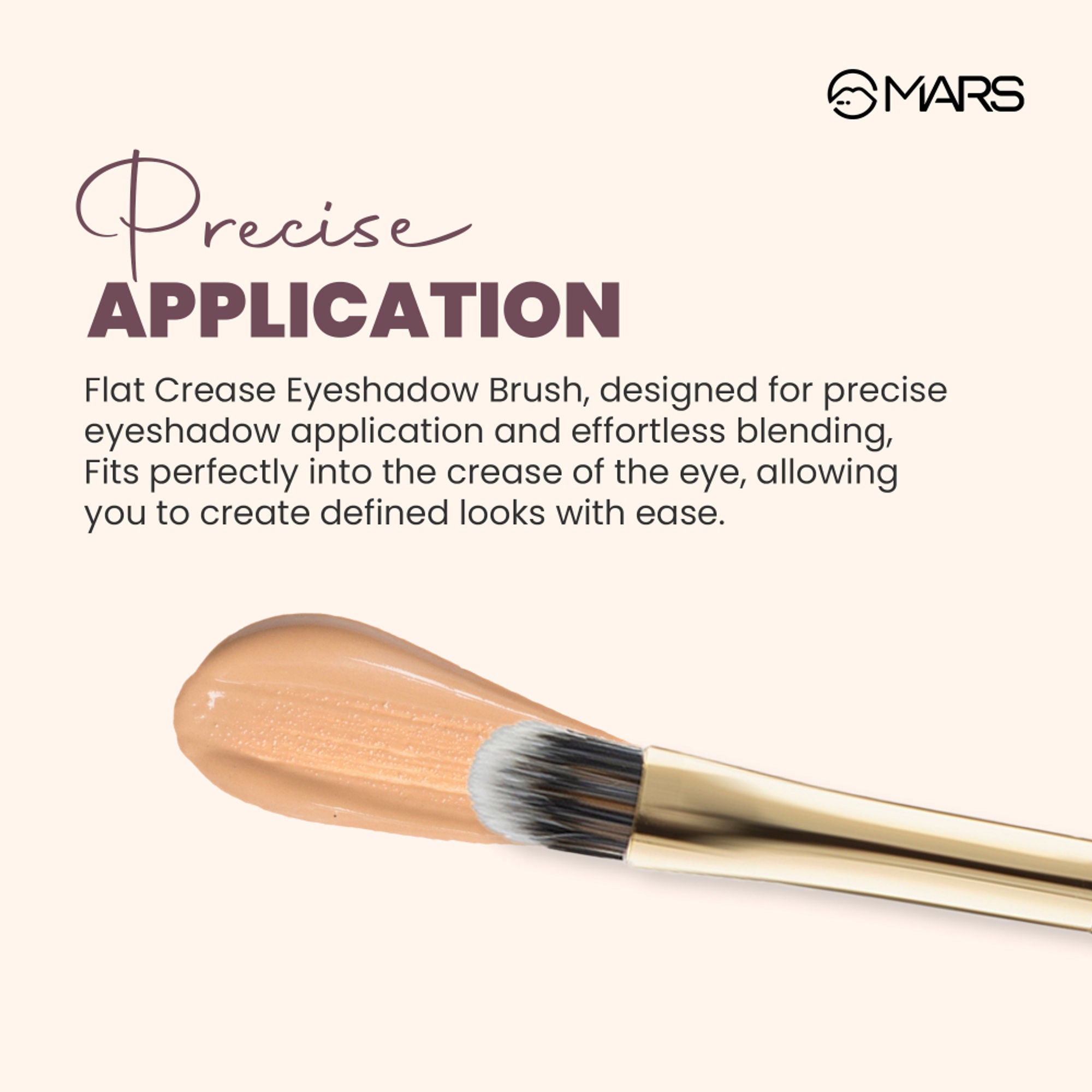 MARS Cosmetics Artist's Arsenal Professional Flat Crease Brush - Golden - Distacart