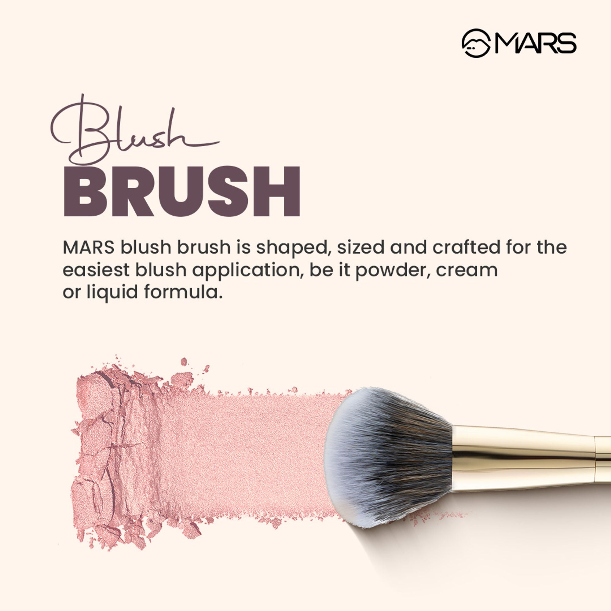 MARS Cosmetics Artist's Arsenal Professional Blush Brush - Golden - Distacart