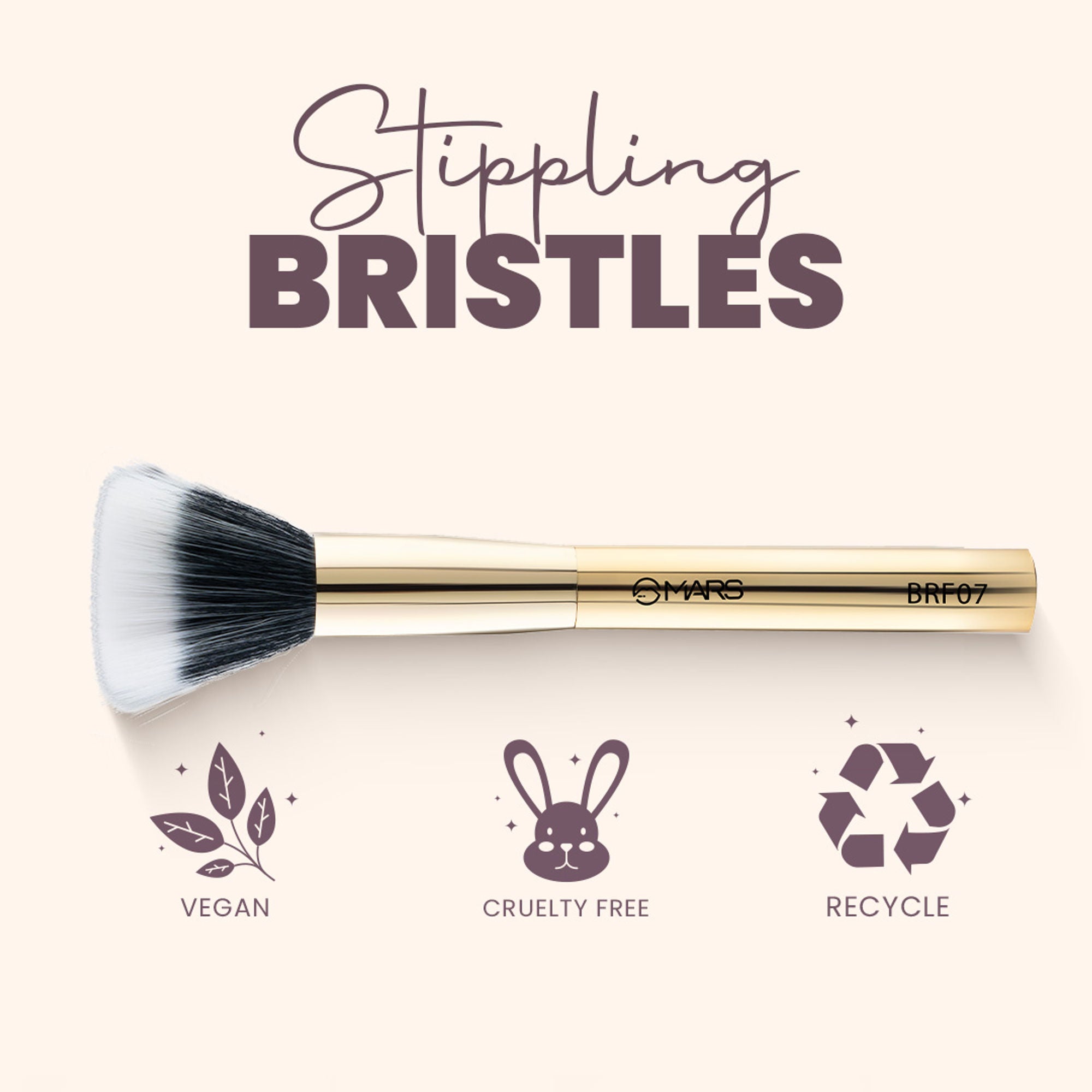 MARS Cosmetics Artist's Arsenal Professional Stippling Brush - Golden - Distacart