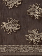 Saree Mall Brown Floral Linen Blend Banarasi Saree - Distacart