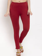 TAG 7 Women Maroon Solid Ankle-Length Leggings