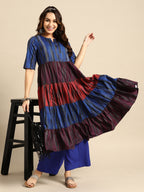 Sangria Women Dyed Tiered Kurta with Palazzos